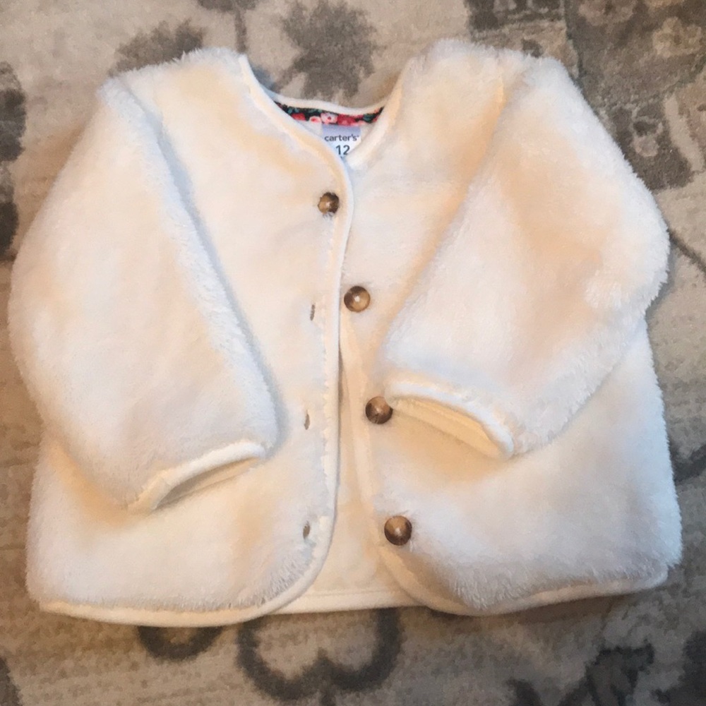 Carter’s White Faux Fur Button Down